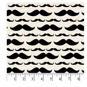 1 YARD Mustache Print Cotton Fabric One Yard New Quilt Quilting Sew Sewing